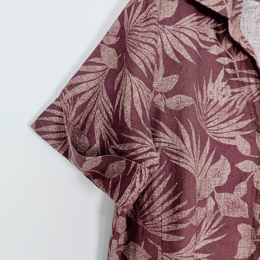 Joe Fresh Burgundy Floral Print Short-Sleeve Midi Dress - Picture 3 of 10